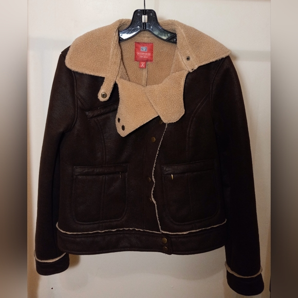 Women's Brown Two-Tone Winter Coat- Small/Medium - Picture 4 of 8